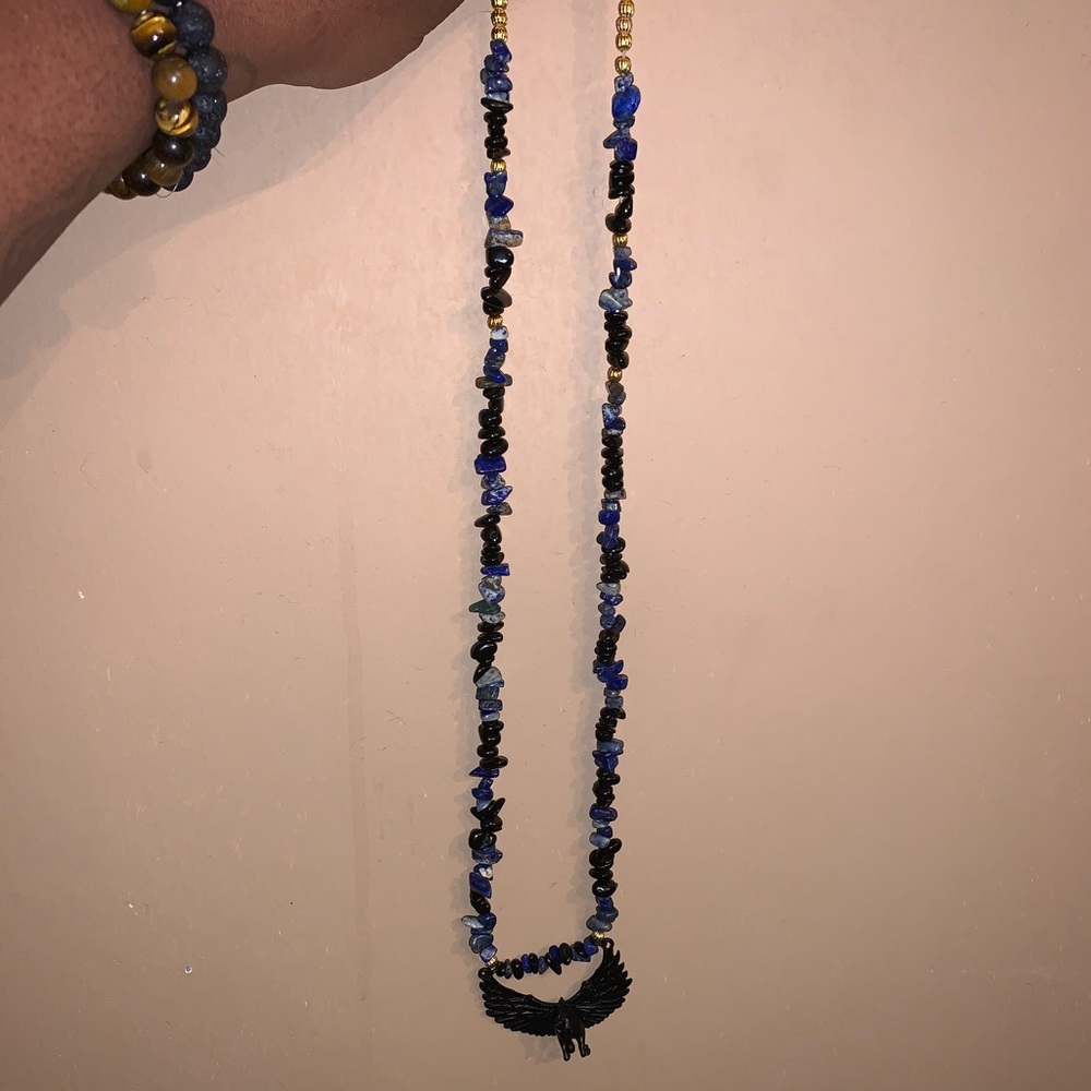 Sodalite/Black Tourmaline w/ Black Pegasus Horse